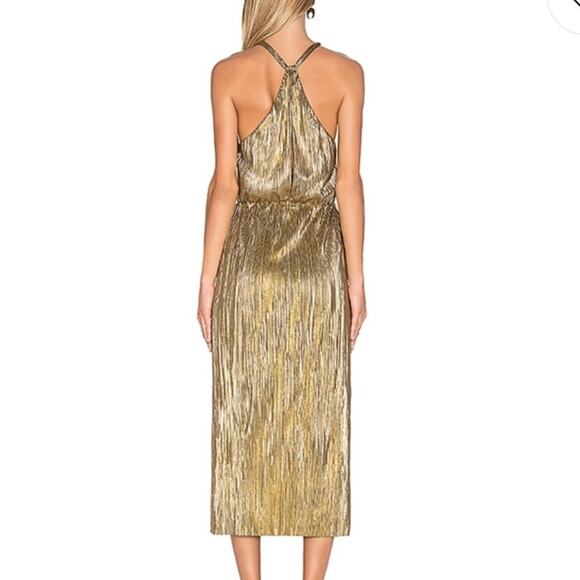 House of Harlow 1960 x Revolve Women’s Farrah Gold High Neck Pleated Midi Dress - Picture 5 of 14